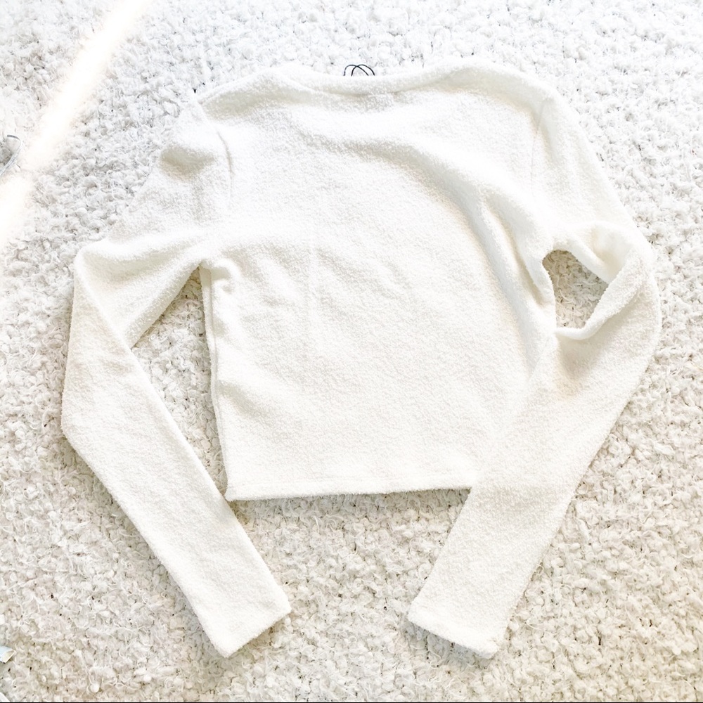 Zara White Textured Long Sleeve NWT - Picture 6 of 9